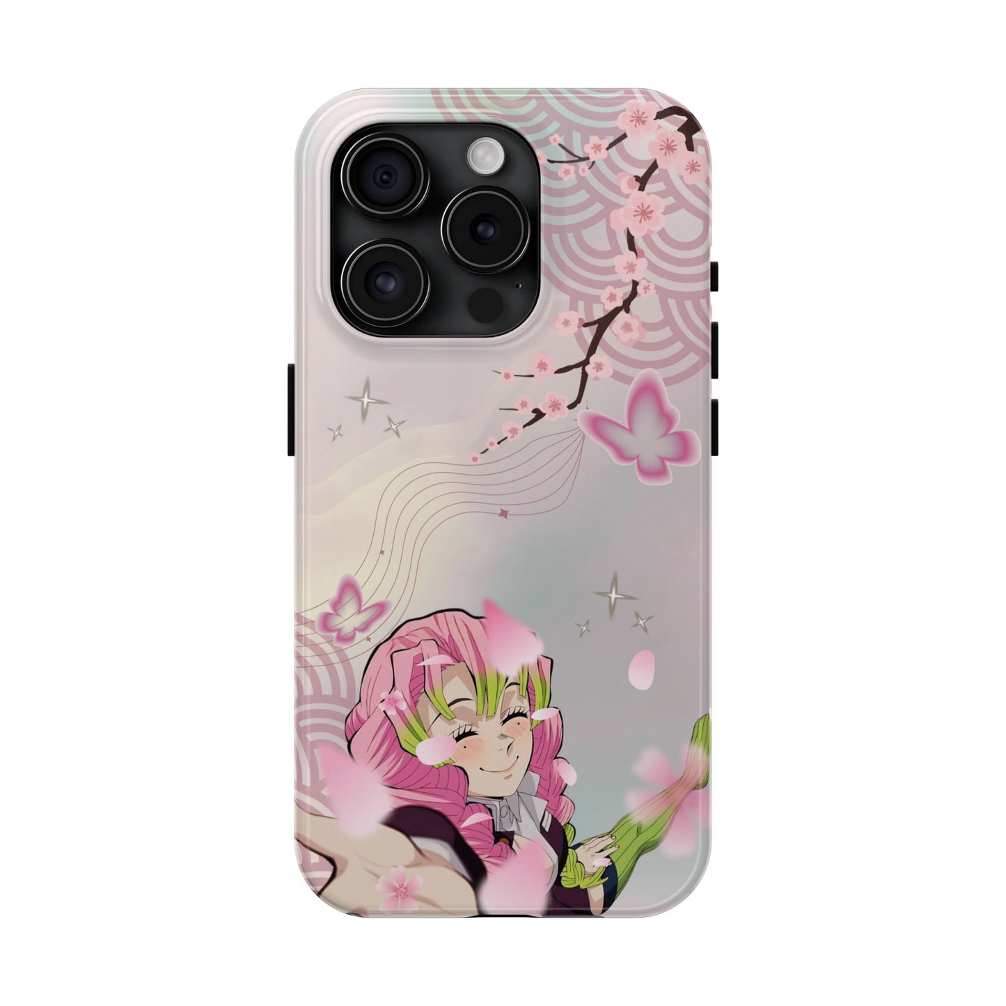Sakura Anime Tough Phone Case — Pink Cherry Blossom Demon Girl Design