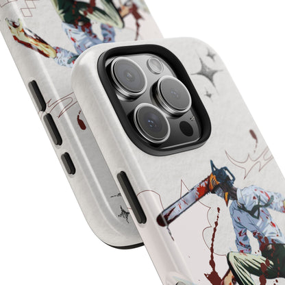 Horror Anime Tough Phone Case — Blood-Splatter Chainsaw Design