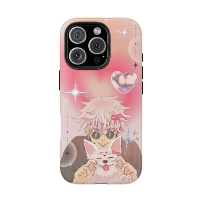 Anime White Hair Man Heart Tough Phone Case