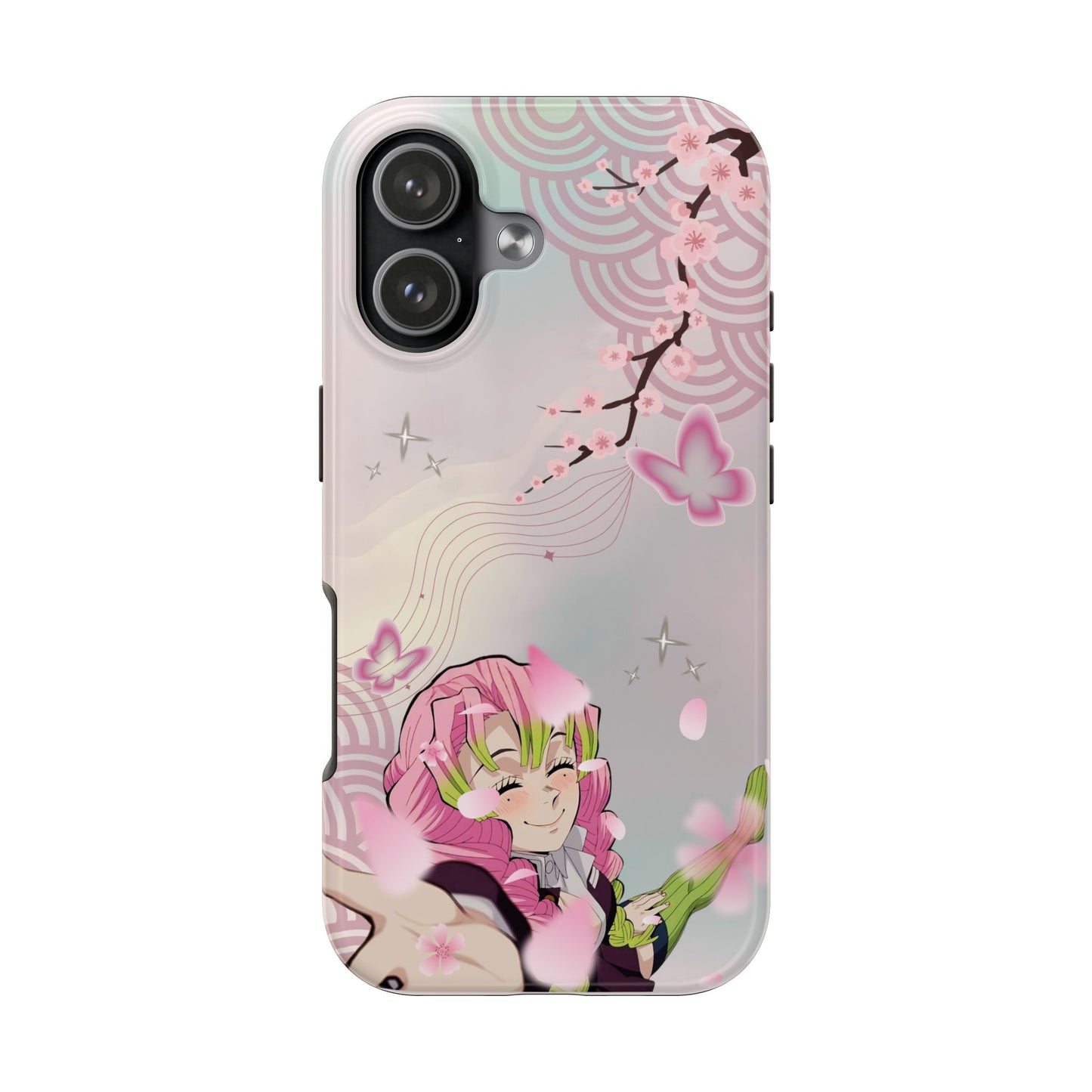 Sakura Anime Tough Phone Case — Pink Cherry Blossom Demon Girl Design