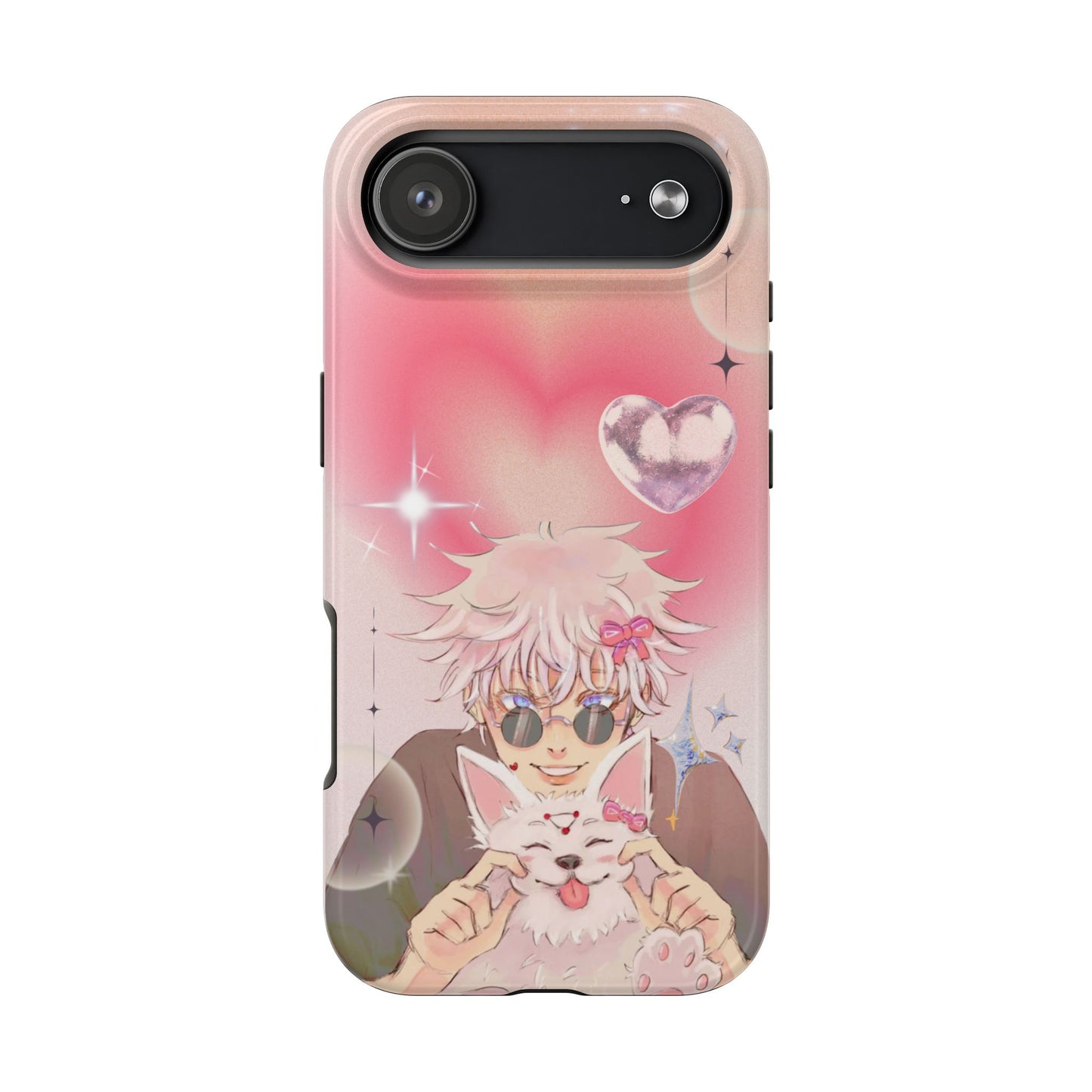 Anime White Hair Man Heart Tough Phone Case