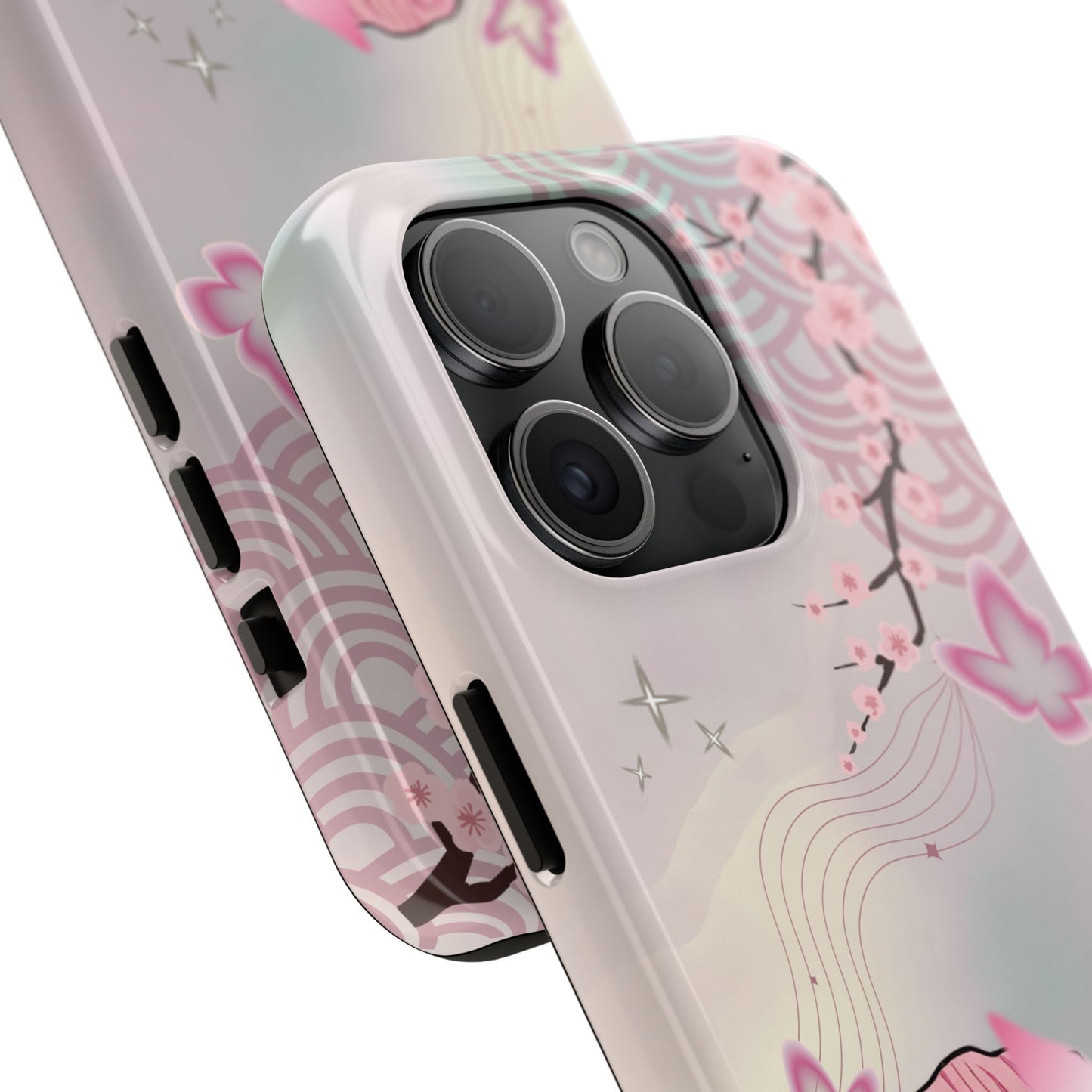 Sakura Anime Tough Phone Case — Pink Cherry Blossom Demon Girl Design