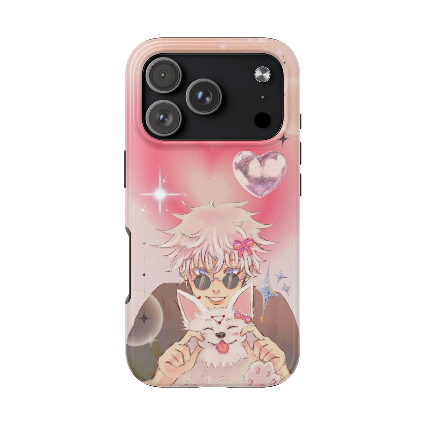 Anime White Hair Man Heart Tough Phone Case