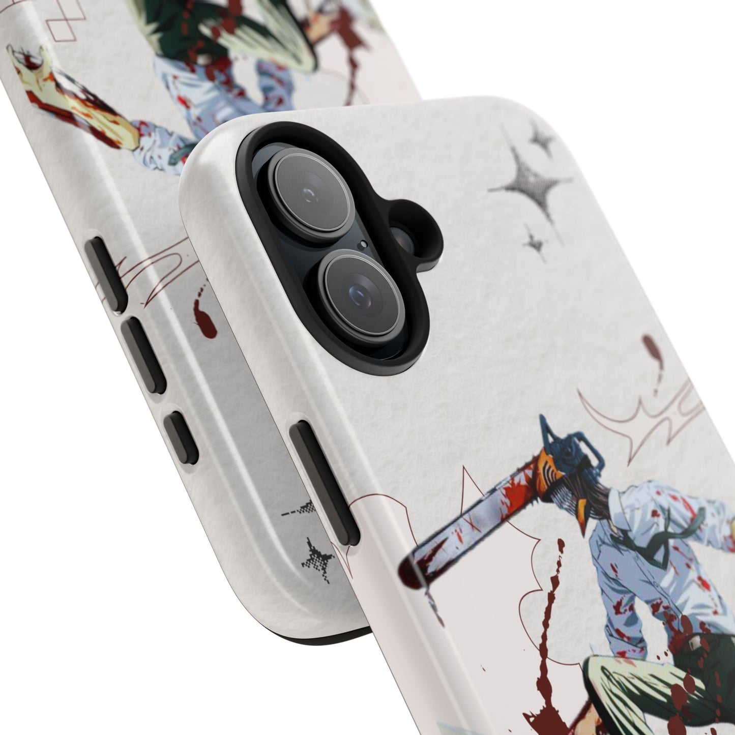 Horror Anime Tough Phone Case — Blood-Splatter Chainsaw Design