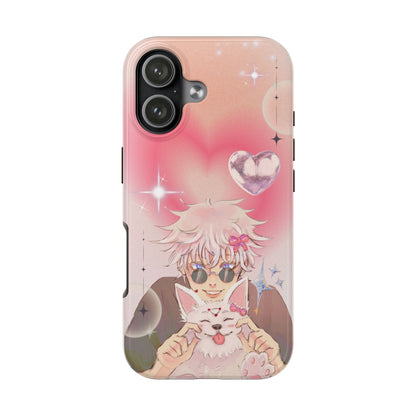 Anime White Hair Man Heart Tough Phone Case