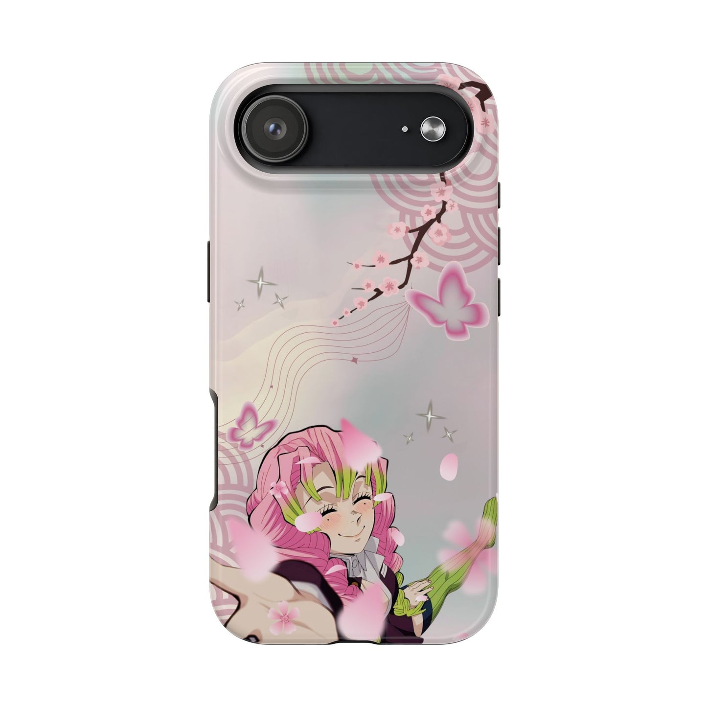 Sakura Anime Tough Phone Case — Pink Cherry Blossom Demon Girl Design