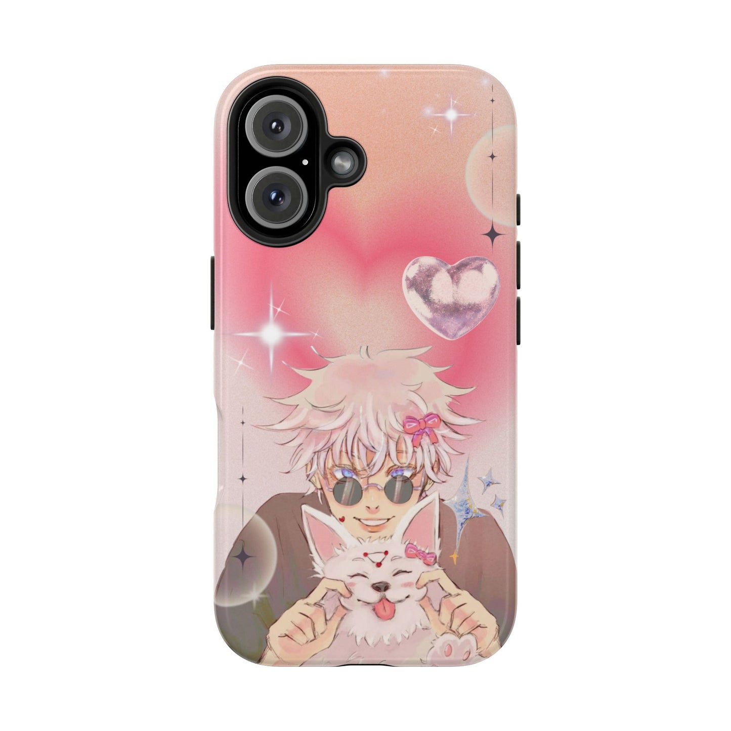 Anime White Hair Man Heart Tough Phone Case
