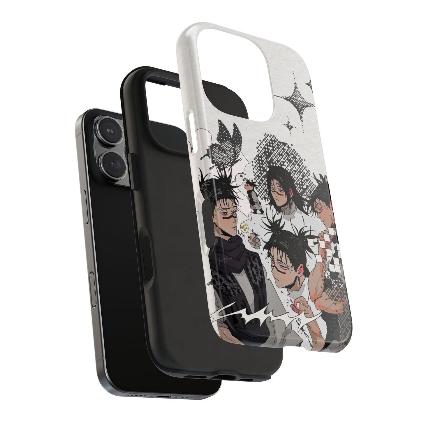 Fave Sad Boy Tough Phone Case — Black & White Character Collage